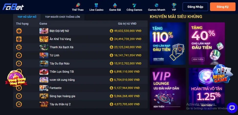 Thưởng chào mừng nạp đầu tiên tại sovip win